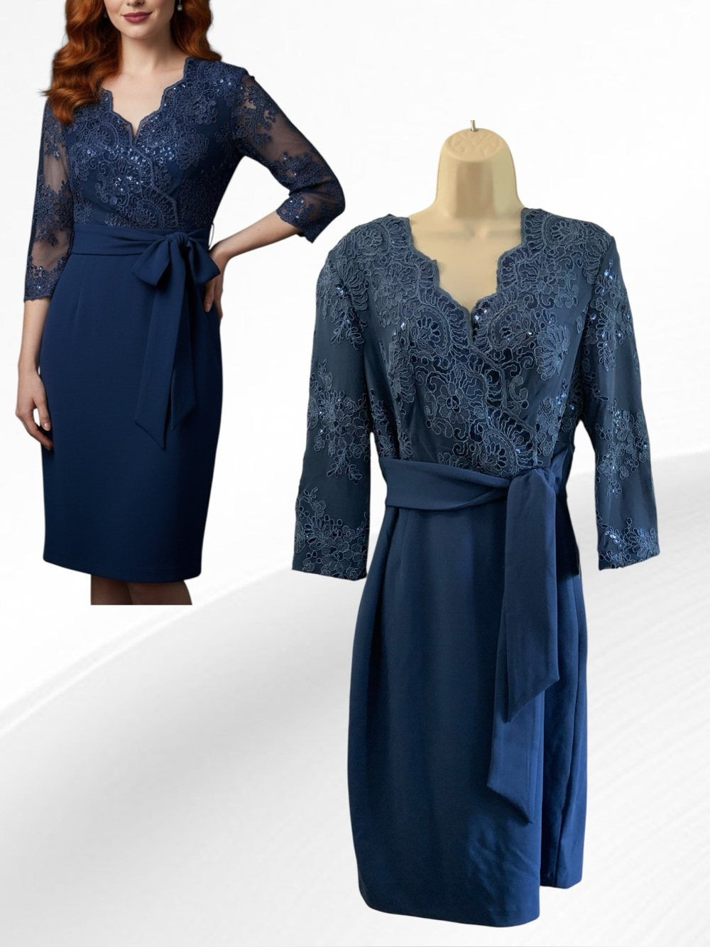 Alex Evenings Wrap Lace and Sequin Style Formal Dress NWT MSRP $199 Size 8